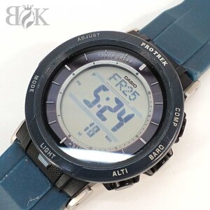 カシオ プロトレック PRG-30 メンズ 時計 ソーラー ラバーベルト ネイビー 稼働品 CASIO PROTREK 中古 ★