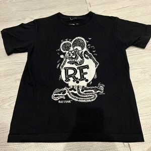 【即決】ratfink mooneyes ラットフィンク　ムーンアイズ　tシャツ　sサイズ　モノクロ　黒　白　ホットロッド