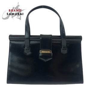 美品 YVES SAINT LAURENT イヴ サンローラン ヴィンテージ YSL ブラック 黒 ゴールド金具 レザー トートバッグ ハンドバッグ 409017