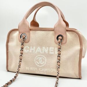 美品 CHANEL シャネル ドーヴィル ハンドバッグ ショルダーバッグ 2WAY ミニボストン ボーリングバッグ キャンバス