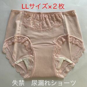 2枚組 LL 尿漏れパンツ 20cc 失禁ショーツ 軽失禁 ピンク　安心ショーツ 女性用 失禁パンツ レディース 婦人用