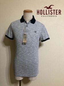 【新品】 HOLLISTER ホリスター ストレッチ ピケ アイコン ポロシャツ トップス サイズXS 170/84A 半袖 ヘザーライトグレー 629159220