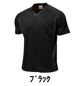 1199円 新品 サッカー フットサル 半袖 T シャツ 黒 ブラック Lサイズ 子供 大人 男性 女性 wundou ウンドウ 1910