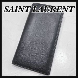 ☆SAINT LAURENT☆ サンローラン 長財布 財布 ウォレット ブラック 黒 レザー 本革 メンズ 男性 レディース 男女兼用 送料無料