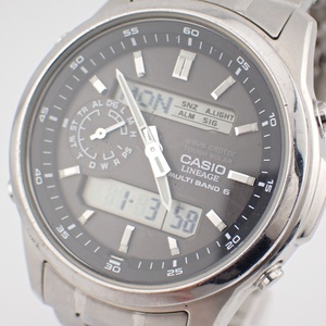 1円～★稼働品★CASIO カシオ 腕時計 LCW-M300 LINEAGE リニエージ WAVE CEPTER ソーラー電波 ブラック アナデジ rec1108-200