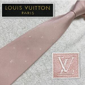 LOUIS VUITTON ルイヴィトン　ネクタイ　シャドーモノグラム　シルク100% イタリア製　ピンク　ビジネス