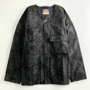 ○ 44M5 《美品》 寅壱 × black means ブラックミーンズ × zepanese ゼパニーズ TZB鯉口シャツブルゾン L ブラック 220713H 虎 八咫烏 蛇