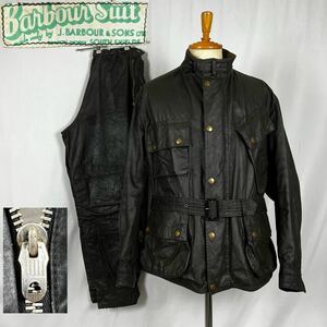 貴重1950s/Vintage Barbour INTERNATIONAL/ヴィンテージ バブアー インターナショナル セットアップ/白タグ/C40/C42/ライトニングジップ