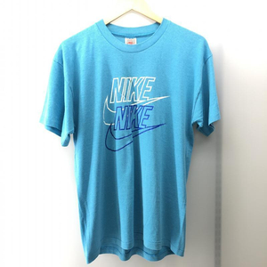 【中古】NIKE 90s スウォッシュTシャツ XL ブルー　ナイキ[240024420680]