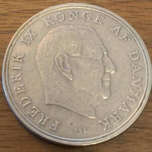 デンマーク 5クローネ 1968年 硬貨 コイン 美品 メ287