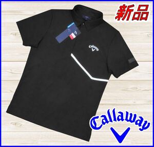 新品 【国内正規品】◆キャロウェイゴルフシャツCallaway◆速乾QUICKDRY半袖プルオーバー切り替えデザイン◆黒ブラックＭ