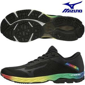 1.4万★美品 ミズノ MIZUNO ウエーブシャドウ 3 WAVE SHADOW 3 J1GC199310 ランニング マラソン US7.0 JP25cm 黒