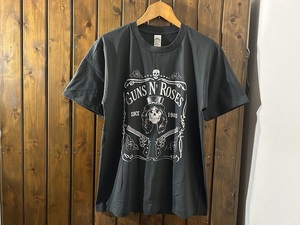 新品★ガンズアンドローゼズ　ジャックダニエル　ビンテージスタイル　Tシャツ【L】★へヴィメタル/ロックバンド/スカル/GUNS