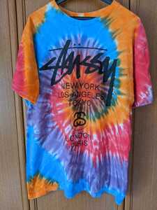 STUSSY　ワールドツアー　タイダイ　半袖Tシャツ Mサイズ　ビッグロゴ　メキシコ製　即決　