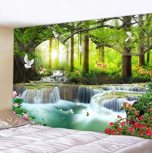 美しい ▲ 200×150 美しい自然の森 幻想的 小鳥 タペストリー ▲ インテリア リビング 装飾 壁 美麗 ３D プリント F594