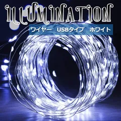 イルミネーションライト USB  リモコン付 200球 20m ホワイト