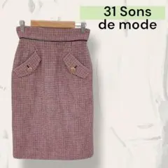 31 Sons de mode スカート ひざ丈スカート チェック柄 おしゃれ