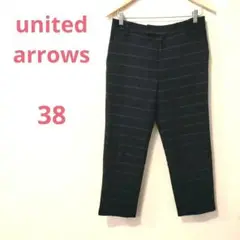 【UNITED ARROWS】レディース　テーパードパンツ　チェック柄　ブラック