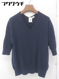 ◇ BEAUTY & YOUTH UNITED ARROWS コットン ニット Vネック 七分袖 セーター ネイビー レディース