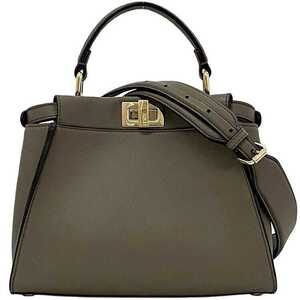 フェンディ ２way バッグ ピーカブー f-21699 ベージュ 8BN244 美品 レザー 中古 FENDI