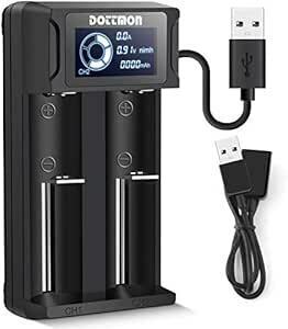 電池充電器 18650 USB 充電器 LCD付き 単一 単二 単三 単四 SC リチウムイオン/ニッケル水素/ニカドなど充電池適