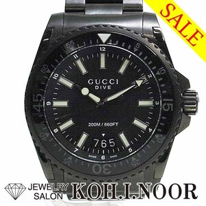 《Bargain》グッチ ダイブ メンズ YA136205 ステンレス PVD クォーツ 箱 保証書 GUCCI