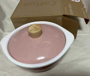 富士ホーロー　コットン ホーロー　ココット　アッシュピンク　15cm IH対応　鍋　ラーメン鍋　1人用