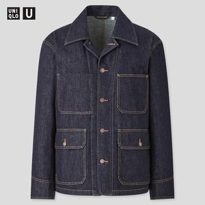 新品未使用 UNIQLO U ユニクロU デニム ワーク ジャケット M NAVY 2020AW 定価7689円 元 エルメスHERMES デザイナー ルメール カバーオール