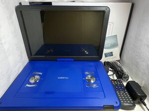 COOAU 15.6インチ リージョンフリー(PAL/NTSC対応) ポータブルDVDプレーヤー ブルー CU-121 2019年製 美品 動作品 長時間再生 箱付属品完備