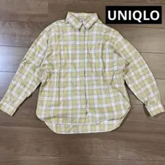 【UNIQLO】チェックシャツ　長袖　黄色　イエロー