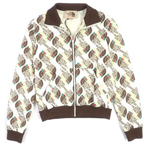 未使用品▼GUCCI グッチ THE NORTH FACE ザ・ノースフェイス 651321 ロゴ総柄 トラックジャケット ブラウン ホワイト XS 正規品 メンズ