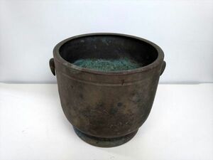 真鍮製　火鉢　幅28ｃｍ　高さ23ｃｍ　レトロ　アンティーク (23_60417_1)