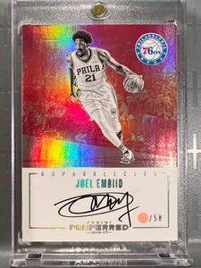 高級版!直書50枚限定 16 Panini Preferred Joel Embiid ジョエル・エンビード NBA 直筆 サイン カード 76ers ユニフォーム バスケ All-star