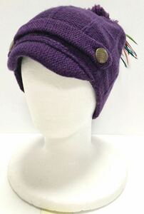 新品「nobis」“DARCIE(Hat)”デザイン編み ラムウール100%ミドルゲージ ニットキャップ SIZE:UN Violet