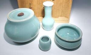 貴重　茶道具　皆具　小笠原長春　鍋島青磁皆具　骨董　コレクション　茶器　