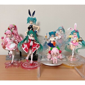 【ジャンク】初音ミク プライズフィギュア 8点 まとめ売り 桜ミク 和風喫茶 バニー マカロン TAITO Spring クリームソーダ