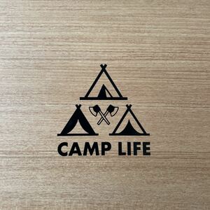 89. 【送料無料】CAMP LIFE テント 斧 カッティングステッカー キャンプ アウトドア CAMP 黒 【新品】