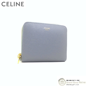 セリーヌ （CELINE） スモール ジップウォレット エッセンシャル コンパクト 二つ折り 財布 10L20 ブルーグレー（美品）中古