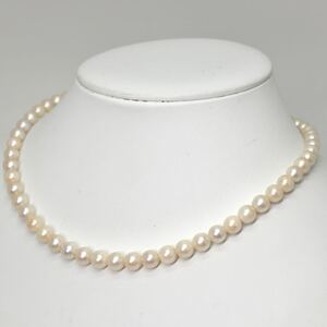 1円〜!!▲淡水パールネックレス▲D 約27.1g 約41cm 約6.0-7.0mm珠 pearl necklace jewelry パール DA0/DA0 43