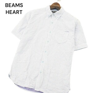 BEAMS HEART ビームス ハート 春夏 総柄★ 半袖 ボタンダウン シャツ Sz.M　メンズ　A4T05312_5#A