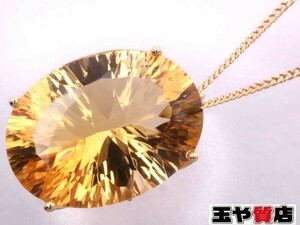 シトリン7.00ct トップのみGSTV ネックレス K18YG イエローゴールド