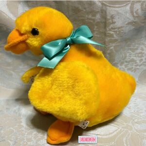 あひる ぬいぐるみ お腹にチャックあり 黄色の鳥 アヒル 昭和レトロ メルヘン ファンシー ポップ pop 水玉 ドット とり 鳥 トリ ※洗濯済み