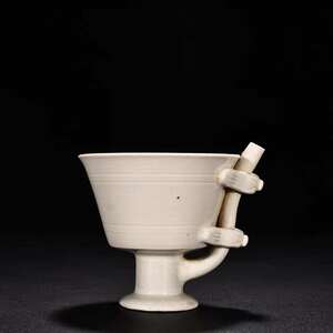 宋時代 定窯 白磁 高足吸杯 唐物 中国美術 工芸品 高さ10.5cm 直径12cm【HB702】