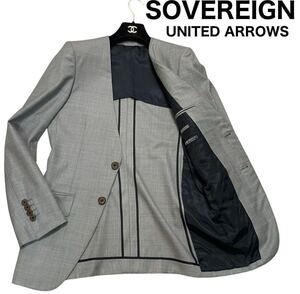 SOVEREIGN ソブリン UNITED ARROWS ユナイテッドアローズ ノーカラー カラーレス テーラードジャケット ブレザー 上着 2B 日本製 サイズ44