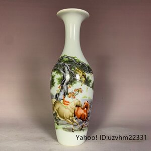 超美品! 乾隆 粉彩 観賞 陶磁器 花瓶 梅瓶 磁器 観賞　置物 中国陶磁 収蔵品 鑑賞　　収蔵