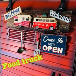 アメリカン ヴィンテージStyle/ OPEN & WELCOME 看板/ オープン看板（ワーゲンバス） #店舗什器 #キッチンカー #イベントカー 