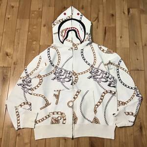 BAPE JEWELS SHARK FULL ZIP HOODIE Lサイズ white a bathing ape エイプ ベイプ アベイシングエイプ シャーク パーカー yz2275