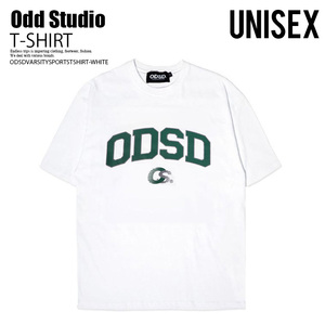 ■新品■ODD STUDIO/オッドスタジオ ODSD VARSITY SPORTS T-SHIRT ヴァーシティ スポーツ Tシャツ■半袖T トップス 韓国■M■ホワイト■