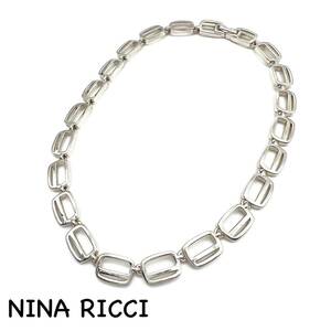 NINA RICCI｜ニナリッチ ネックレス【アクティ】シルバーカラー スクエアデザイン ヴィンテージ アクセサリー ブランド a521et