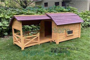 特売！犬小屋 犬舎 ドアと窓付きの犬用犬小屋 保温防寒 通気性 ペットハウス 中型犬用 屋外ハウス ケージ ドッグハウス 146